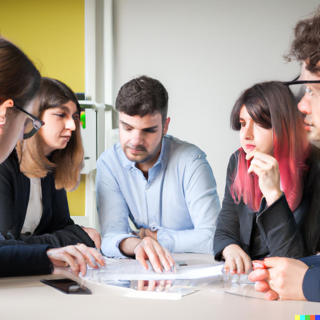 Gruppo di persone che discutono in azienda